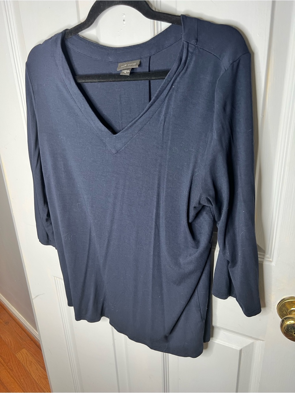 J. Jill Navy V‑Neck Long Sleeve Top
